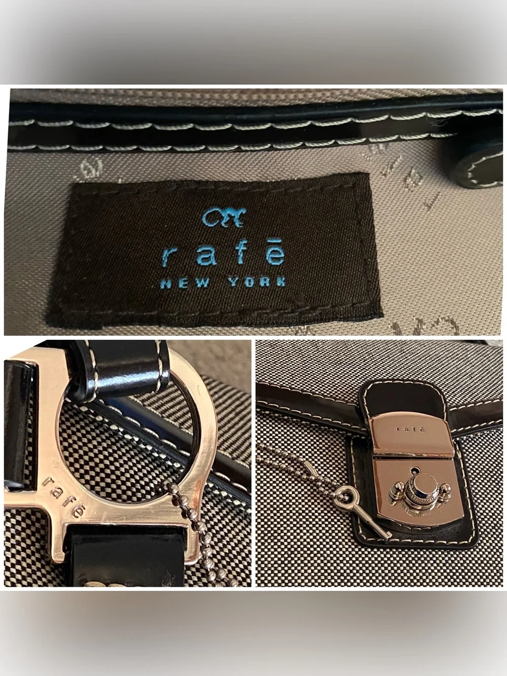 Rafē New York leather and canvas shoulder bag